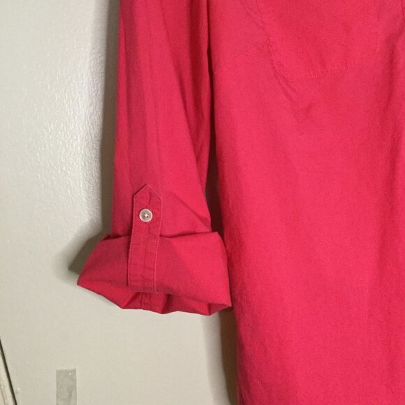 Talbots Bright Pink Half Button Front Cotton Shirt - Picture 7 of 8